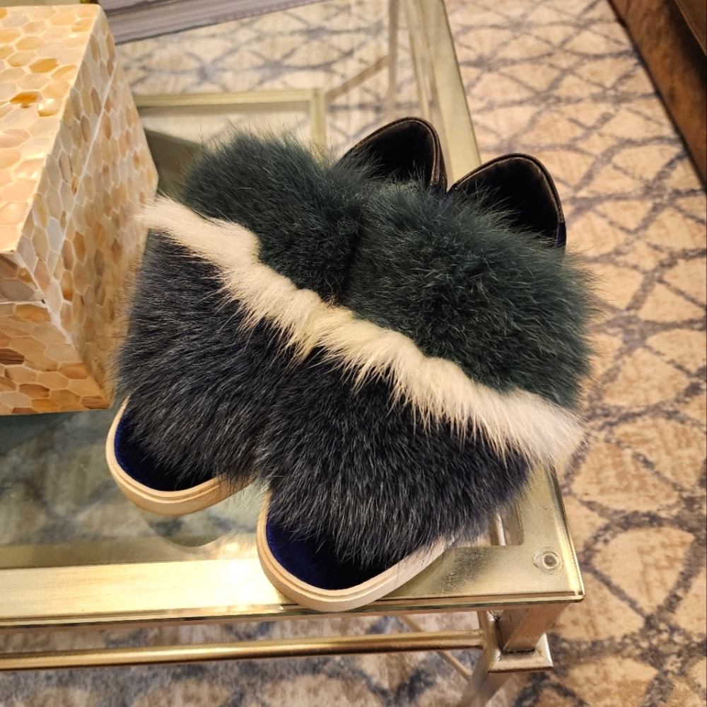 Santoni Fur Sneaker/Loafer, Size Euro 38/US 7.5